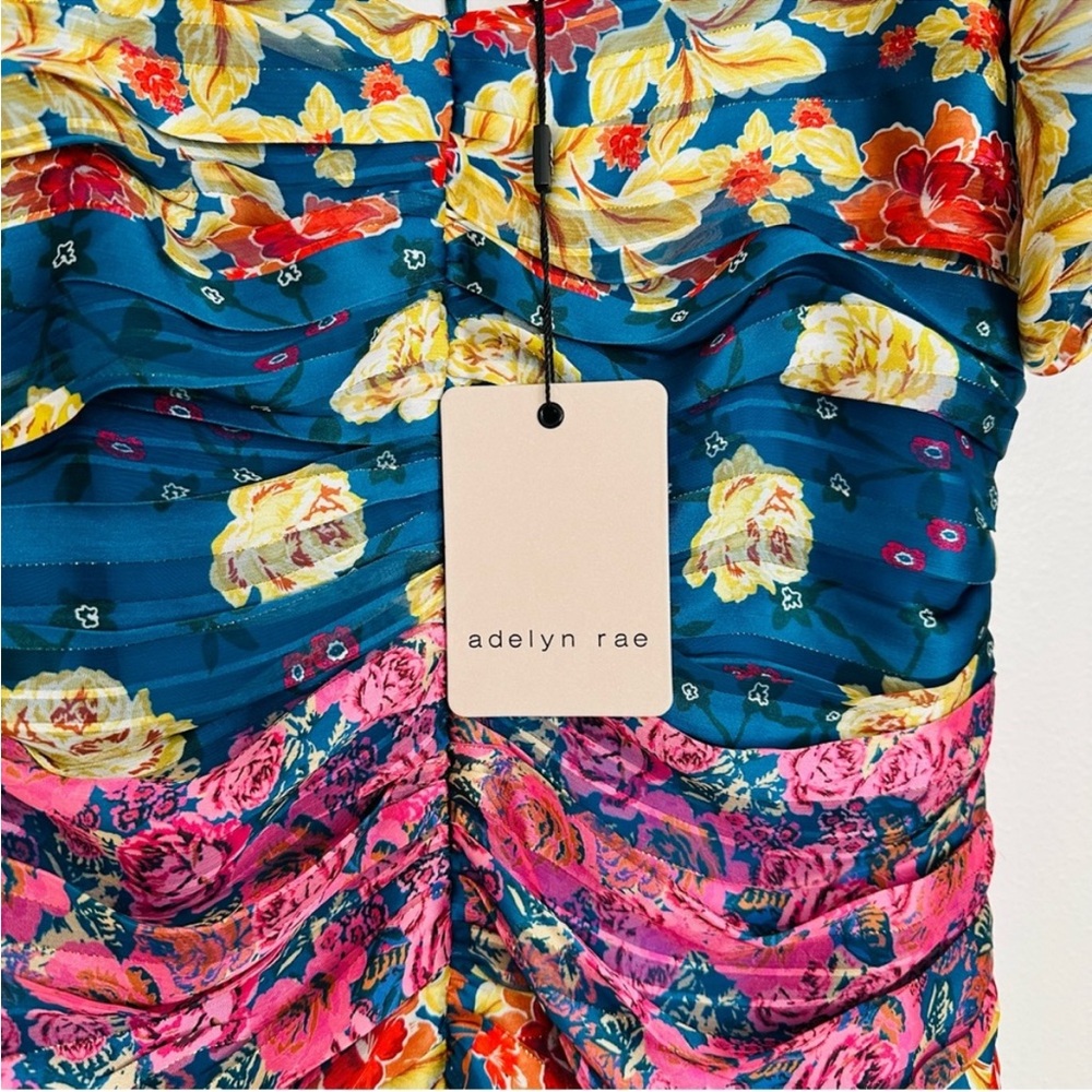 NEW! ADELYN RAE ‘Nissa’ Floral Puff Sleeve Ruched Mini Dress - Picture 7 of 12